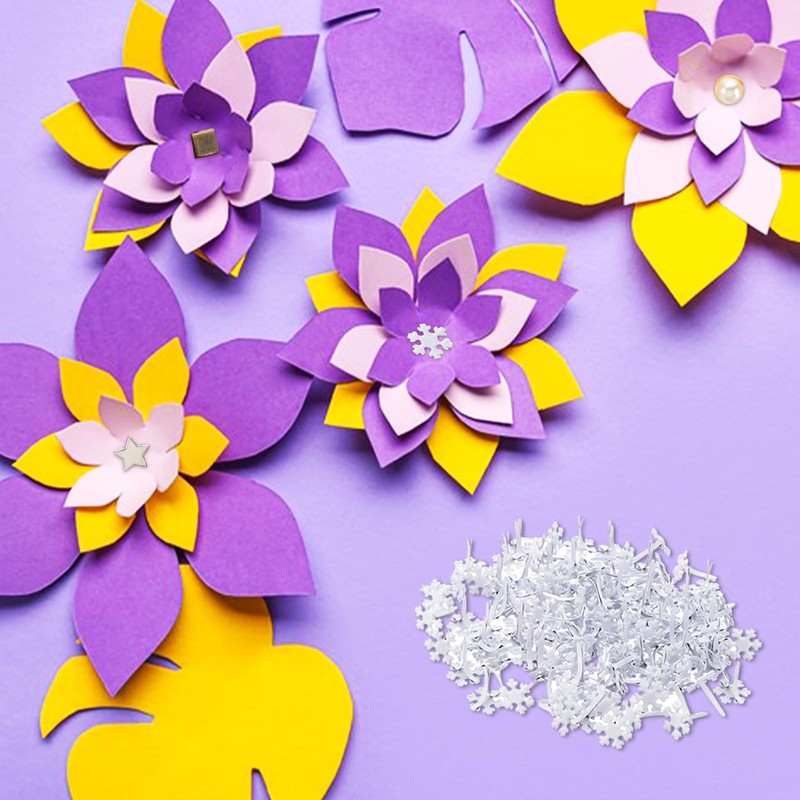 PATIKIL Brads Paper Fasteners, 100 Pcs Mini Metal Snowflake Pastel