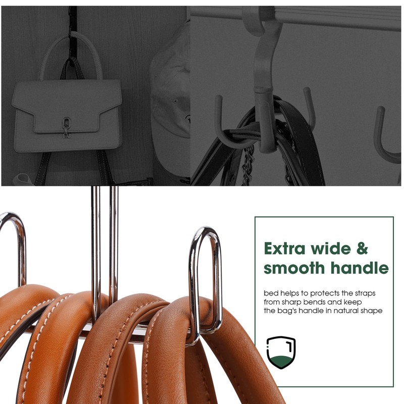 Purse Hanger 2 Pack,Purse Organizer for Closet,Rotatable Metal Bag Organizer,Purse