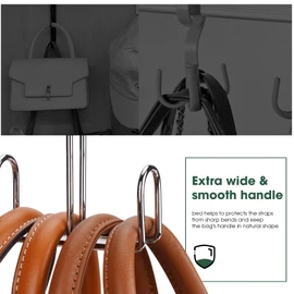 Purse Hanger 2 Pack,Purse Organizer for Closet,Rotatable Metal Bag Organizer,Purse Holder for Handbags,Belts,Scarves,Tote,Baseball Hats,Backpacks(Silver)