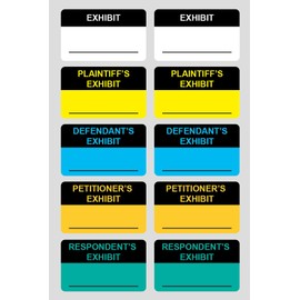 1x1.65 inch 500 PCS Exhibit Stickers Plaintiff's Exhibit Defendant's Exhibit Petitioner's Exhibit Respondent's Exhibit Legal Exhibit Labels
