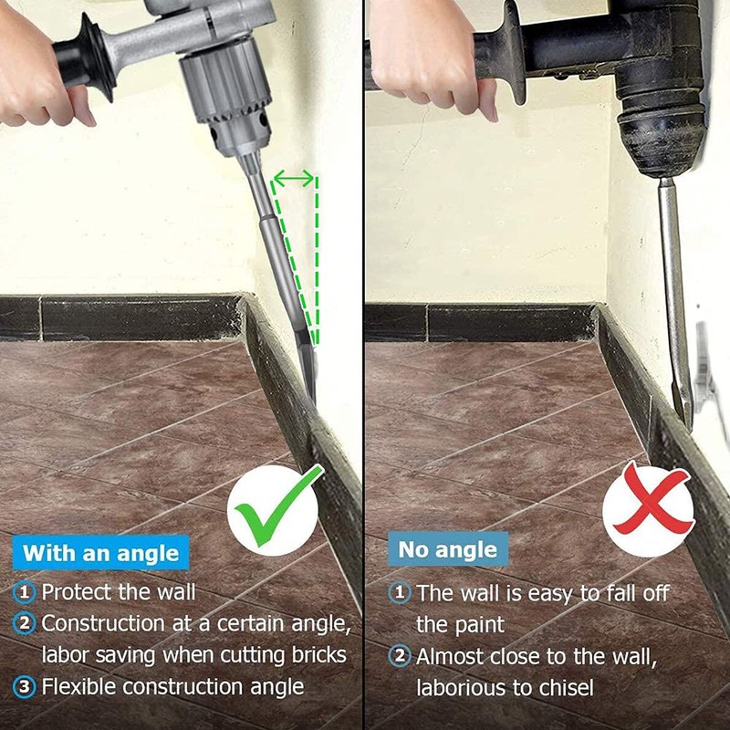 SDS Plus Chisel, 2pcs Tile Removing Chisel SDS-Plus Cranked Chisel