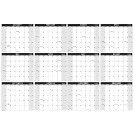 Extra Large 32" x 48" 2025 Dry Erase Wall Calendar with Markers - Wet & Dry Erasable 12 Month Annual Yearly Wall Planner (Grey, Laminated, 2025)