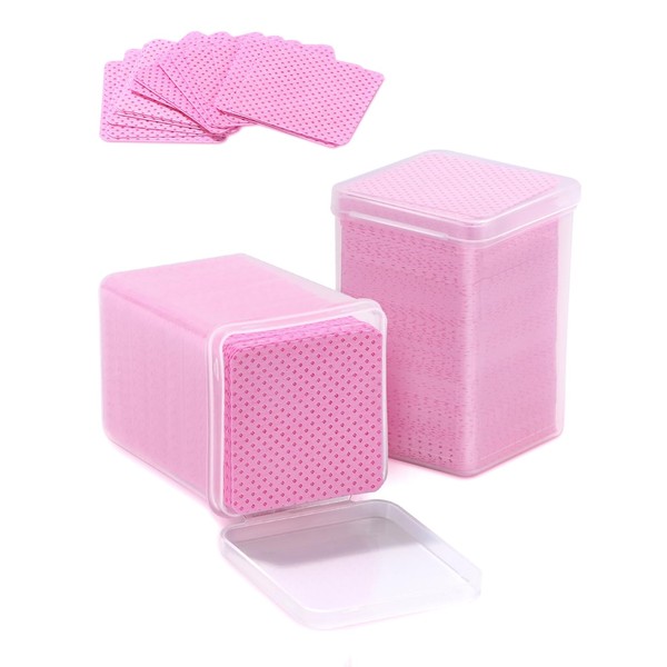 TEOYALL Lint Free Nail Wipes, 400 PCS Non-Woven Fabric Nail Cleaning Pads Pink Lash Extensions Glue Cleaning Wipes Nail Salon Supplies (400 PCS)