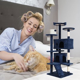 70'' Tall Cat Tree for Indoor Cats, Multi-Level Cat Furniture with Cat Scratching Post/Stand Platform/Cat Condo, Cat Tower with Funny Toy, Corner Cat Tree and Towers for Medium Cats