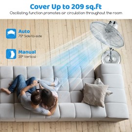 Tangkula 16-Inch Metal Pedestal Fan, Industrial Metal Standing Fan with Adjustable Height, 3 Speeds, 75° Oscillation & 20° Head Tilt, Floor Fan with Weighted Base for Living Room Bedroom Office