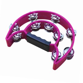 Doppelreihe Tamburin, Handheld -Tamburin mit Ergonomischem Griff, Leichtem und Robustem für KTV -Party, Helles und Fröhliches Klang, Geeignet für Erwachsene Geeignet (PURPLE)