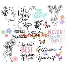 20oz Sublimation Tumbler Wrap Progress Not Perfection Ready To Press Transfer