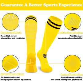 Sarfel Kids Soccer Socks 6-8 Years Old Youth Soccer Socks Kids 6-8 Yellow Baseball Sock Youth Baseball Sock Boys 2 Pack