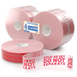 Crown Display 4 Rolls of Machine Length Clear Packing Tape with Do Not Separate Print - 3 Inch x 1000 Yards Each Roll - Industrial Size Machine Tape Refills - Case Sealer Tape Refills - 3 Inch Core