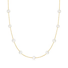 Ross-Simons 5-5.5mm Cultured Pearl Station Necklace in 14kt Yellow Gold. 20 inches