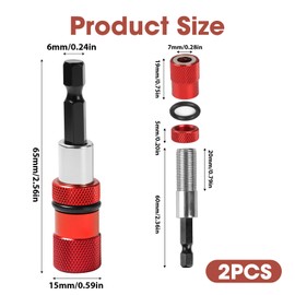 Screwdriver Bit Holder, 2pcs Magnetic Screwdriver Bit Holder Magnetic Bit Holder Drywall Screwdriver Plasterboard Tools 1/4 Inch Hex Shank Drywall Bit