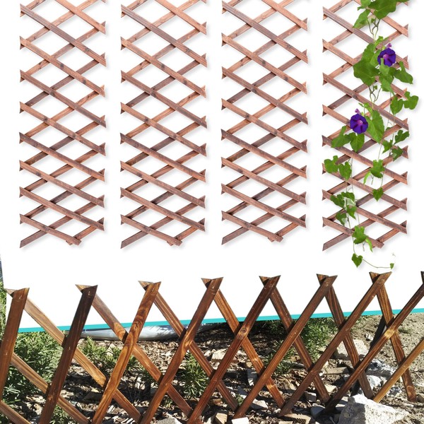 Wooden Lattice Panels for Outside 4Pack, 75"x11.8" Expandable Wood Lattice