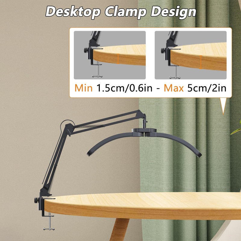 Smocraut Half Moon Light for Nail Desk, 2-in-1 Foldable Half