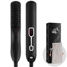 Cayzor Peine alisador de barba para hombres - Cepillo eléctrico profesional mejorado calentado para alisar la barba para hombre, portátil, antiquemadu