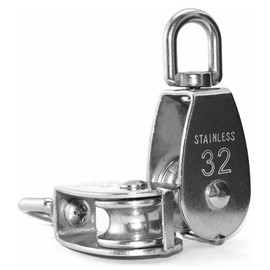 E-TING M32 Single Pulley Block, 250KG/551Lbs Heavy Duty Swivel Lifting Wire Rope, 04 Stainless Steel Wheel Roller - 2 Pack