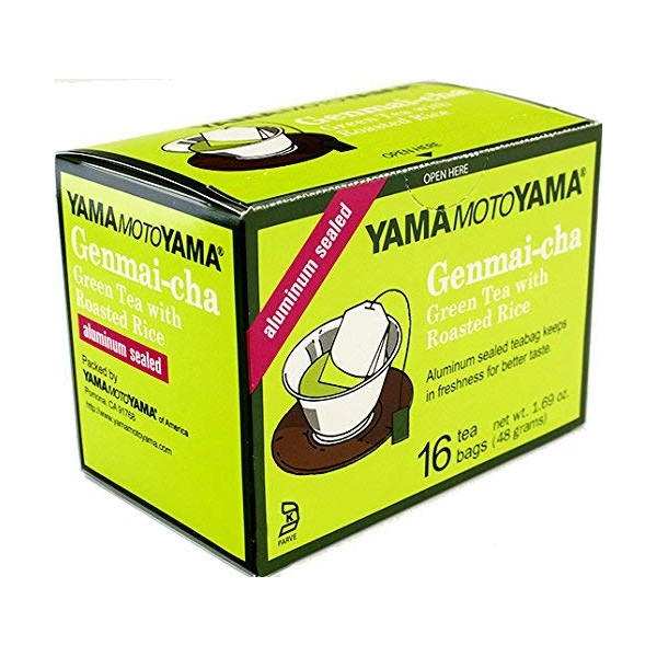 Yamamotoyama Genmaicha Green Tea With Roasted Rice, 16Count (Pack Of 6)
