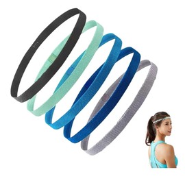 RY-EARL Pack of 5 elastic sports headbands, suitable for women, men, boys, girls and children, suitable for sports, football, tennis, jogging, yoga, cycling, fitness and other activities