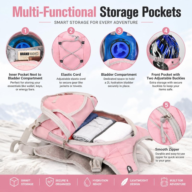 Zavothy Hydration Backpack with 2L Water Bladder, Lightweight Hydration Pack