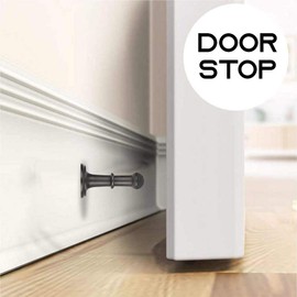 Set of 2 Oil Rubbed Bronze Decorative Door Stoppers for Wall, 2-7/8" Heavy Duty Door Stop with Rigid Black Rubber Tips, Doors & Walls Protector for Kitchen, Bedroom, Office, Easy Installation,