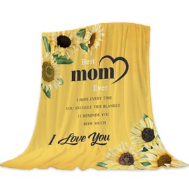 Best Mom Blanket from Daughter Son Mothers Day Blanket for Mom Mothers Birthday Gift Blanket for Mom Yellow I Love You Dear Mom Letter To My Mom Throw Blanket Floral Blanket for Couch Bed 50x60