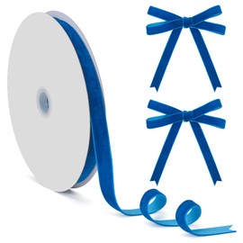 5/8 Inch×25Yd Sapphire Blue Velvet Ribbon for Christmas Tree Gift Wrapping, Choker Necklace, Wedding Party Decoration, Hair Accessories, Ornament - Single Face Vintage