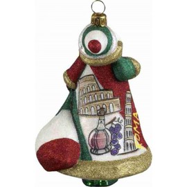 Joy to the World Italian Santa in Italy Polish Blown Glass Glitterazzi Christmas Ornament