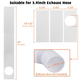 GCGOODS Portable Air Conditioner Window Seal Plates Kit for 5.9 Inch Diameter Exhaust Hose, 3 Adjustable Mobile AC Window Kit with Plastic Guard Up to 47", Universal Sealing Panels for Sliding Windows
