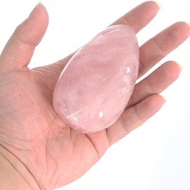 Orientrea Large Rose Quartz Palm Stone-1 Pc Rose Quartz Pocket Energy Stone, Smooth Healing Crystal Worry Stone (Rose Quartz(1Pc))