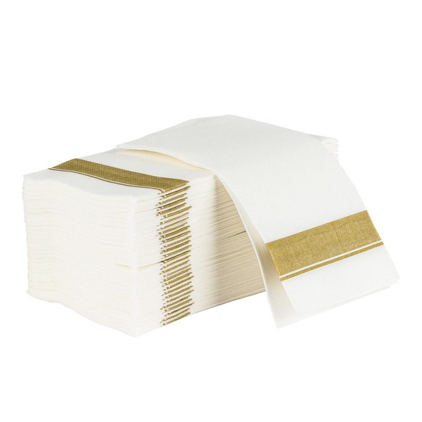Servilletas desechables de tela con diseño dorado – Toallas de lino de un solo uso, absorbentes, suaves, elegantes, toallas de mano de baño, fiestas, bodas, servilletas, mesas (50)