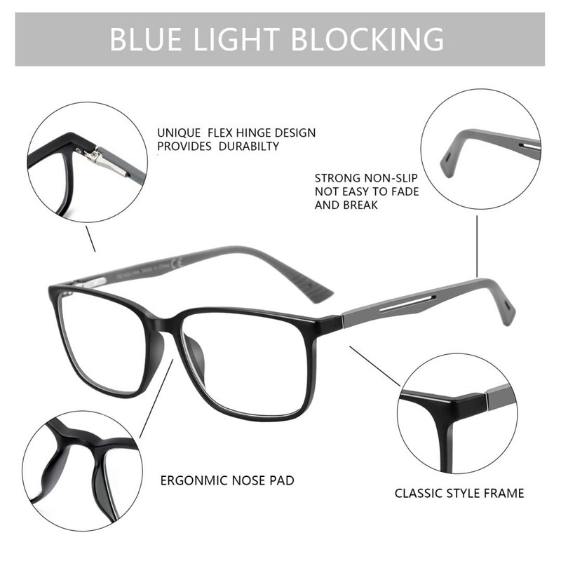 BLUEMOKY Blue Light Reading Glasses for Men 2 PACK, Readers