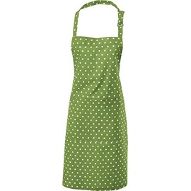REDBEST Apron Dots 100% Cotton Green Size 75 x 90 cm - Adjustable Neck Loop, Large Patch Pocket, Robust, Smooth Fabric (Other Colours)