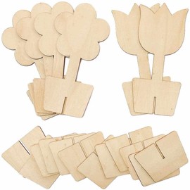 Baker Ross FC727 Flower 3D Wooden Stand-up Decorations - Pack of 6, Wood Model Kit for Kids, Arts and Crafts for Kids