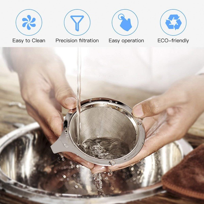 1x Portable 304 Stainless Steel Drip Dripper Double Layer Mesh