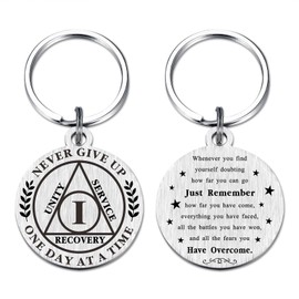 Jzxwan 1 Year Sobriety Gifts for Women, One Yr Sober Keychain for Men, AA Recovery Gifts