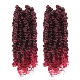 TOYOTRESS Tiana Passion Twist Hair - 10 inch 2 Pcs Pre-twisted Crochet Braids Ombre Red, Synthetic Braiding Hair Extension ( 10 Inch, T118)