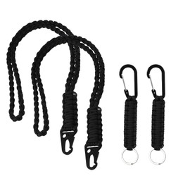 4 PCS Heavy Duty Paracord Lanyard,Paracord Keychain Lanyard,Strong Load-Bearing Capacity,Easy to Use,Suitable for Camping,Mountaineering,Hiking,Etc.(Black)