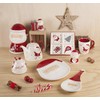 Excelsa Xmas Country Style Posamestolo, Ceramica, Bianco/Rosso