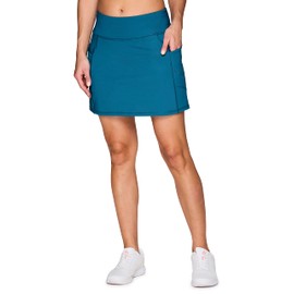 RBX Active Women's Fashion Stretch Knit Flat Front Golf/Tennis Athletic Skort with Attached Bike Short and Pockets Teal XL