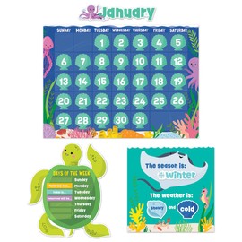 CTP Sea Friends Calendar Set Bulletin Board Set - Classroom, Homeschool (#10992 Creative Teaching Press)