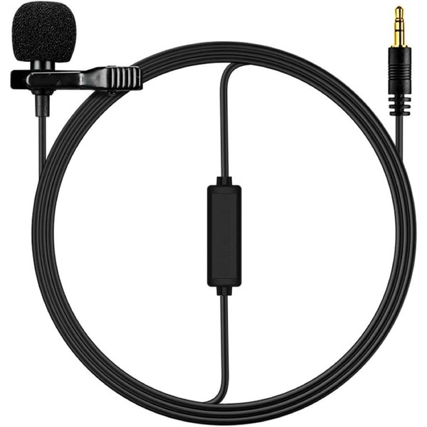 Lavalier Microphone Clip-on Microphone Omnidirectional 3.5 mm TRS, 2.5 m