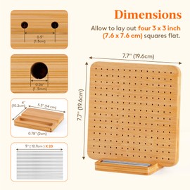Lifewit 7.7" Crochet Blocking Board with 20 Pegs, Bamboo Granny Square Blocking Board for Knitting and Crochet Projects, Blocking Mats for Crocheting, Crocheting Accessories Gifts for Crocheters