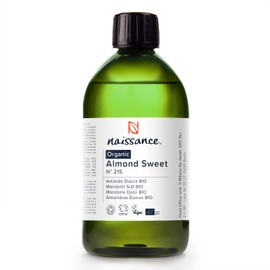 Naissance Organic Sweet Almond Oil (No. 215) 500 ml - 100% Pure & Natural, Organic Certified, Cold Pressed, Vegan, Hexane-Free, GMO Free. Ideal for Massages, Skin and Hair Care.