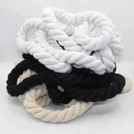 3 Metres Cotton Cord Round 12mm Braided with Natural Cotton Core, Ideal for DIY, Sewing, Multi-purpose, 12mm Black