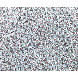 100% Cotton Poplin Fabric - White Daisy Ditsy Floral on Sky Blue - Craft Fabric Material by The Metre (CP0861SKY)