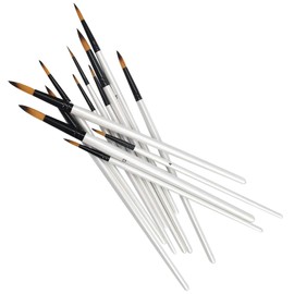 HQdeal 12 Pcs Paint Brushes Set Professional Artist Paint Brushes Round Pointed Tip Nylon Hair Brushes White Wooden Handle Acrylic Paint Brushes for Acrylic, Watercolor, Oil, Face, Nail Art