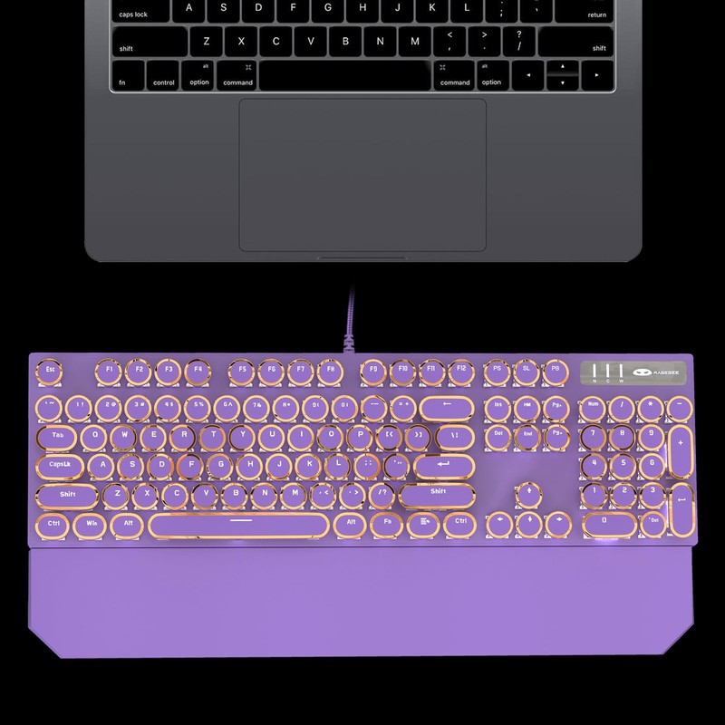 Camiysn Typewriter Style Mechanical Gaming Keyboard, Purple Retro Punk Gaming
