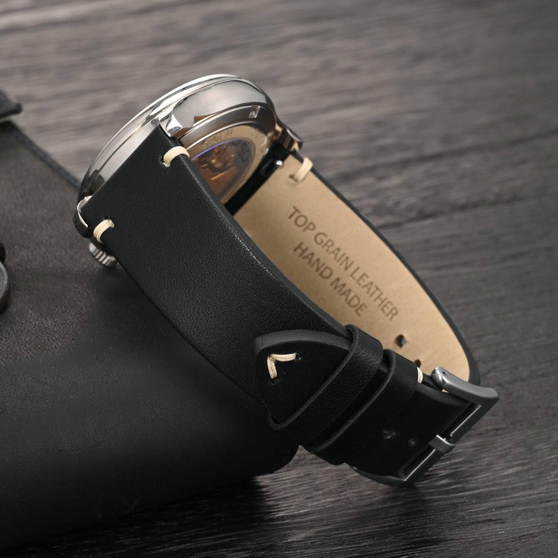 Anbeer Watch Band, Military Style Top Grain Leather, Quick Release