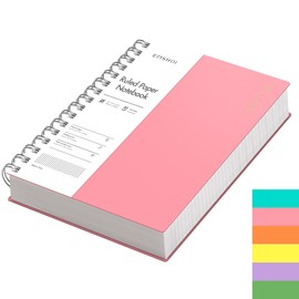 EMSHOI A5 Notebook Lined 300 Pages/150 Sheets, Wirebound Spiral Notepad Multi-coloured, 100gsm Thick Paper, Waterproof Hardcover, Writing Journal for Women Men Work Office School, 14.5 x 21cm, Pink