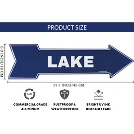 Lake Right Arrow Vintage Looking Sign Metal Arrow Sign for Street Bar Cafe Home Shop Man Cave Decor 17X5inch