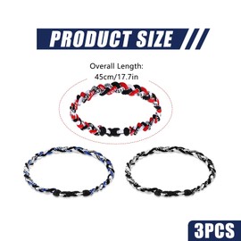 3 Rope Braided Tornado Baseball Necklace for Men and Boys, Durable Nylon Tri Braided Sports Necklace, Gift for Baseball Players Softball Fans Team Athletes, 3 Pack (Style B)